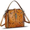 imageLRTO Genuine Leather Purses and Handbags for Women Retro Embossed Crossbody Shoulder Bag Satchel PouchBrown