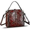imageLRTO Genuine Leather Purses and Handbags for Women Retro Embossed Crossbody Shoulder Bag Satchel PouchCoffee