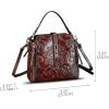 imageLRTO Genuine Leather Purses and Handbags for Women Retro Embossed Crossbody Shoulder Bag Satchel PouchCoffee