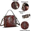imageLRTO Genuine Leather Purses and Handbags for Women Retro Embossed Crossbody Shoulder Bag Satchel PouchCoffee