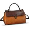 imageGenuine Leather Handbag Satchel for Women Retro Leather Crossbody Bag Pouch Vintage Ladies Handbag PurseBrowncf