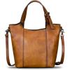 imageGenuine Leather Handbag for Women Vintage Handmade Shoulder Bag Purse Tote Cowhide Satchel Crossbody TopHandle BagBrown