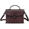 imageGenuine Leather Satchel Purse for Women Vintage Handmade Top Handle Handbag Retro Designer Crossbody BagsCoffee