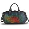imageGenuine Leather Satchel Top Handle Handbag Purse for Women Handmade Retro Designer Large Capacity Crossbody BagsMulticolor2