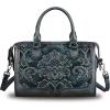 imageGenuine Leather Top Handle Handbag for Women Handmade Vintage Satchel Retro Cowhide Crossbody Handbags Purse Hobo BagsDarkgrey