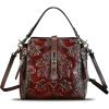 imageLRTO Genuine Leather Purses and Handbags for Women Retro Embossed Crossbody Shoulder Bag Satchel PouchCoffee
