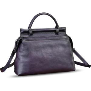 imageGenuine Leather Handbag for Women Retro Leather Crossbody Bag Pouch Vintage Handbag Purse Ladies SatchelPurple
