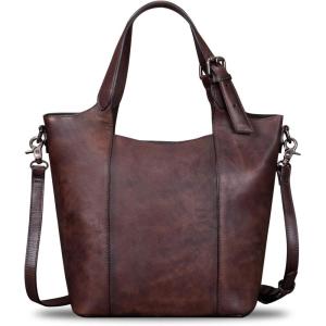 imageGenuine Leather Handbag for Women Vintage Handmade Shoulder Bag Purse Tote Cowhide Satchel Crossbody TopHandle BagCoffee