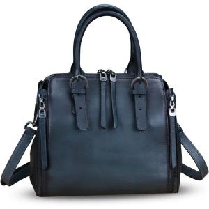 imageGenuine Leather Handbags Satchel for Women Purse Vintage Handmade TopHandle Handbag Crossbody Shoulder BagDarkgrey