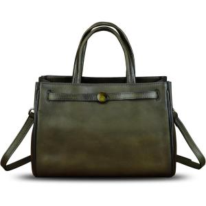 imageGenuine Leather Handbags for Women Vintage Real Leather Messenger Bag Shoulder Bag Crossbody Bag Satchel PurseGreen