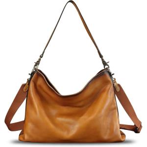 imageGenuine Leather Hobo Bag for Women Tote Bag Vintage Handmade Shoulder Bag Crossbody Satchel Purses PouchBrown