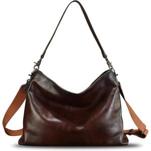 imageGenuine Leather Hobo Bag for Women Tote Bag Vintage Handmade Shoulder Bag Crossbody Satchel Purses PouchCoffee