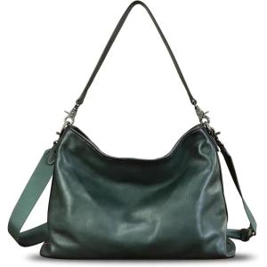 imageGenuine Leather Hobo Bag for Women Tote Bag Vintage Handmade Shoulder Bag Crossbody Satchel Purses PouchGray