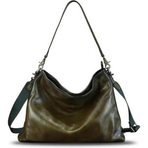 imageGenuine Leather Hobo Bag for Women Tote Bag Vintage Handmade Shoulder Bag Crossbody Satchel Purses PouchGreen