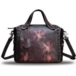 imageGenuine Leather Satchel Handbag for Women Retro Handmade Top Handle Crossbody Shoulder Bag PursesMulticolor3