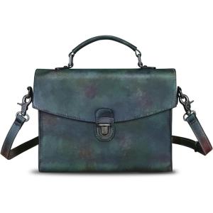 imageGenuine Leather Satchel Purse for Women Vintage Handmade Top Handle Handbag Retro Designer Crossbody BagsMulticolor3
