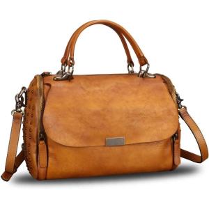 imageGenuine Leather Satchel Purses for Women Vintage Handmade Handbag Crossbody Shoulder BagBrown