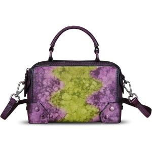 imageGenuine Leather Satchel for Women Purse Vintage Handmade Top Handle Handbag Retro Designer Crossbody Bag PurseMulticolor1