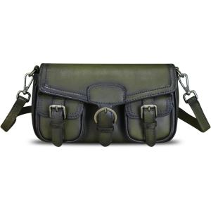 imageGenuine Leather Satchel for Women Vintage Handbag Purse Handmade Retro Crossbody Bag Purse Shoulder BagGreen