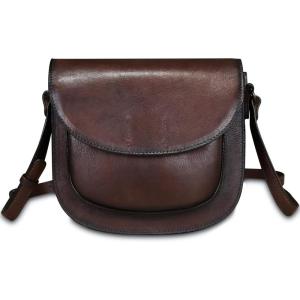 imageGenuine Leather Satchel for Women Vintage Purse Handmade Handbag Retro Designer Crossbody BagCoffee