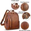 imageGenuine Leather Backpack Purse for Women Vintage Casual Daypack College Bag Handmade Cowhide Western Rivets Rucksack CoffeeBrown
