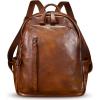 imageGenuine Leather Backpack Purse for Women Vintage Casual Daypack College Bag Handmade Cowhide Western Rivets Rucksack CoffeeBrown