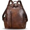 imageGenuine Leather Backpack Purse for Women Vintage Casual Daypack College Bag Handmade Cowhide Western Rivets Rucksack CoffeeCoffee
