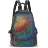imageGenuine Leather Backpack for Women Retro Rucksack Casual College Bag Handmade Cowhide Western Daypack Multicolor1Multicolor2