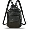 imageGenuine Leather Sling Bag for Men and Women Handmade Large Sling Backpack Chest Over Shoulder Crossbody Purse Fits IpadBlack