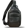 imageGenuine Leather Sling Bag for Men and Women Handmade Large Sling Backpack Chest Over Shoulder Crossbody Purse Fits IpadBlack