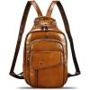 imageGenuine Leather Sling Bag for Men and Women Handmade Large Sling Backpack Chest Over Shoulder Crossbody Purse Fits IpadBrown