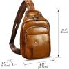 imageGenuine Leather Sling Bag for Men and Women Handmade Large Sling Backpack Chest Over Shoulder Crossbody Purse Fits IpadBrown