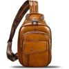 imageGenuine Leather Sling Bag for Men and Women Handmade Large Sling Backpack Chest Over Shoulder Crossbody Purse Fits IpadBrown