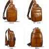 imageGenuine Leather Sling Bag for Men and Women Handmade Large Sling Backpack Chest Over Shoulder Crossbody Purse Fits IpadBrown