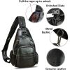 imageGenuine Leather Sling Bag for Men and Women Handmade Sling Backpack Purse Chest Over Shoulder Crossbody Bag Large Capacity BrownBlack