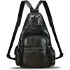 imageGenuine Leather Sling Bag for Men and Women Handmade Sling Backpack Purse Chest Over Shoulder Crossbody Bag Large Capacity BrownBlack