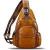 imageGenuine Leather Sling Bag for Men and Women Handmade Sling Backpack Purse Chest Over Shoulder Crossbody Bag Large Capacity BrownBrown