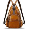 imageGenuine Leather Sling Bag for Men and Women Handmade Sling Backpack Purse Chest Over Shoulder Crossbody Bag Large Capacity BrownBrown