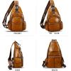 imageGenuine Leather Sling Bag for Men and Women Handmade Sling Backpack Purse Chest Over Shoulder Crossbody Bag Large Capacity BrownBrown