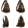 imageGenuine Leather Sling Bag for Men and Women Handmade Sling Backpack Purse Chest Over Shoulder Crossbody Bag Large Capacity BrownCoffee