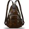 imageGenuine Leather Sling Bag for Men and Women Handmade Sling Backpack Purse Chest Over Shoulder Crossbody Bag Large Capacity BrownCoffee