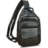 imageGenuine Leather Sling Bag for Men and Women Handmade Large Sling Backpack Chest Over Shoulder Crossbody Purse Fits IpadBlack