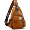 imageGenuine Leather Sling Bag for Men and Women Handmade Sling Backpack Purse Chest Over Shoulder Crossbody Bag Large Capacity BrownBrown