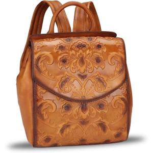 imageGenuine Leather Backpack Purse Vintage Casual Daypack College Bag Handmade Cowhide Western Rucksack Coffee MediumBrown