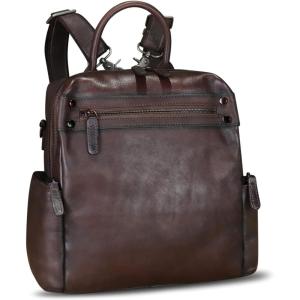imageGenuine Leather Backpack Purse for Women Vintage Casual Daypack Knapsack Handmade Rucksack Convertible Shoulder Bag Coffee MediumCoffee