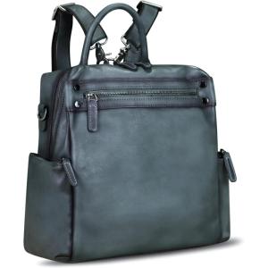 imageGenuine Leather Backpack Purse for Women Vintage Casual Daypack Knapsack Handmade Rucksack Convertible Shoulder Bag Coffee MediumGrey