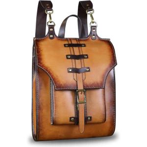 imageGenuine Leather Backpack for Women and Men Vintage Rucksack Convertible Casual Daypack Handmade Western Satchel Sling Purse BrownBrown