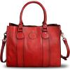 imageGenuine Leather Satchel Purses Handbags for Women Top Handle Shoulder Bags Lady Crossbody Tote BagRed