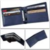 imageLRTO Genuine Leather Slim Bifold Wallets Retro Handmade Minimalist Small Purse Front Pocket Money Clip Card OrganizerBlue