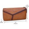 imageLRTO Genuine Leather Wallets for Women Zip Around Wallet Purse RFIDBlocking Retro Handmade Clutch Money Clip Card Organizer Brown